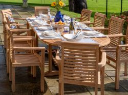Antibes 10 Seater Teak Garden Dining Table Furniture Set