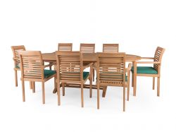 Carcassonne Double Extension 8 Seater Teak Garden Dining Table Furniture Set
