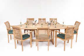 Monte Carlo 8 Seater Teak Garden Dining Table Furniture Set