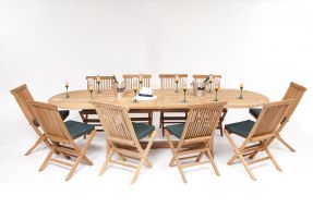 Monaco Teak Garden 10 Seater Dining Table & Chairs Set