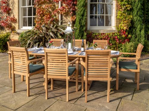 Syracruse 6 Seater Teak Garden Dining Table Furniture Set