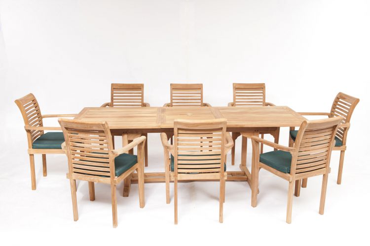 Geneva 8 Seater Teak Garden Dining Table Furniture Set