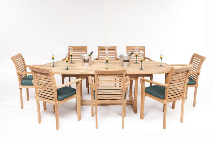 Monte Carlo 8 Seater Teak Garden Dining Table Furniture Set