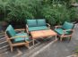 Deep Seating Teak Garden Sofa Set Coffee Table Love Bench & 2 Chairs